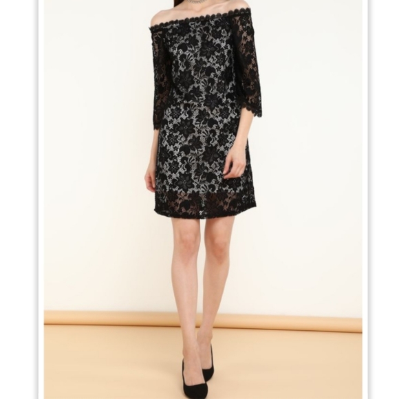 Gorgeous Black Lace Off Shoulder Dress ( Brand New With A Tag )